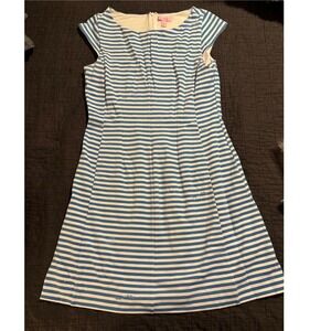 Lilly Pulitzer Breilla‎ Blue & White Striped Dress Women's Size L Cotton Blend